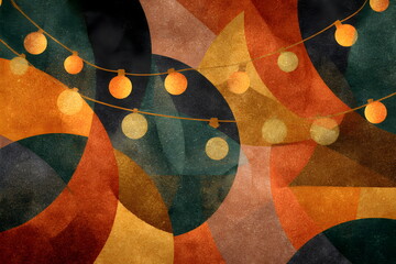 Mid-century Christmas background with abstract silhouettes