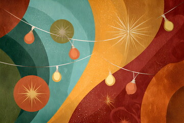 Nostalgic retro Christmas background with muted festive colors