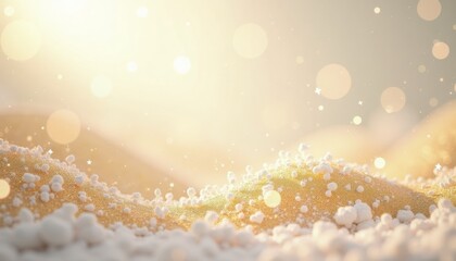 Abstract landscape with soft hills and sparkling light bokeh  