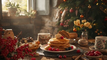 Naklejka premium christmas cake with christmas tree