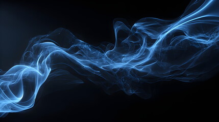 Abstract neon smoke waves in blue and charcoal, tech background