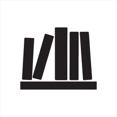 Black and White Bookshelf Icon Symbolizing Knowledge and Literature for Reading and Learning Resources and Academic Materials