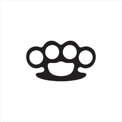 Black Knuckle Duster Silhouette on White Background Safety and Self Defense Illustration