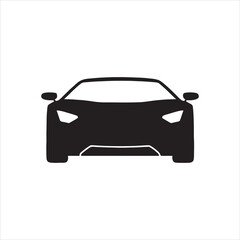 Sleek black sports car front view vector illustration for automotive industry and design projects with modern aesthetic