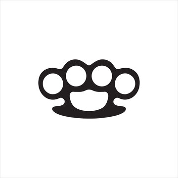 Black Knuckle Duster Silhouette on White Background Safety and Self Defense Illustration