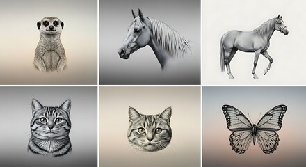 Animalistic array of artistic portraits showcase beautiful subjects in a single image