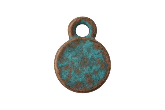 Old round metal tag with rust and patina - Powered by Adobe