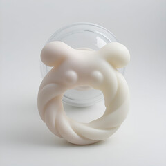 Modern silicone teething toy with gentle curves, soft texture.
