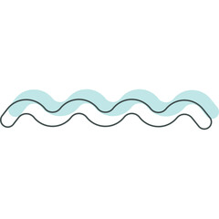 Stylized Wave Pattern with Aqua Blue Accent and Black Outline on Transparent Background Elegant Simple Design