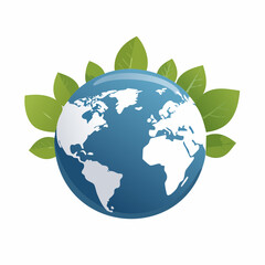Obraz premium Earth Globe Surrounded by Green Leaves Environmental Concept.