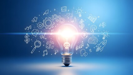 Lightbulb with mathematical equations and symbols represents innovation