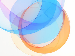 パステルカラーの円が優しく重なり合う抽象的なアート