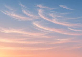 Obraz premium Soft wispy clouds in the sky at dawn or dusk background with copy space