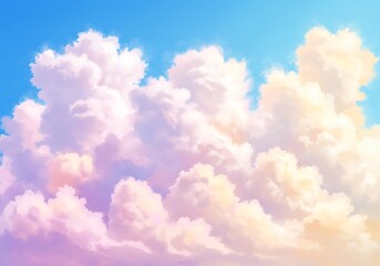 Vibrant cloudscape soft textured clouds against a clear blue sky backdrop