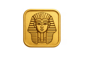 Golden pharaoh head icon representing ancient egyptian culture