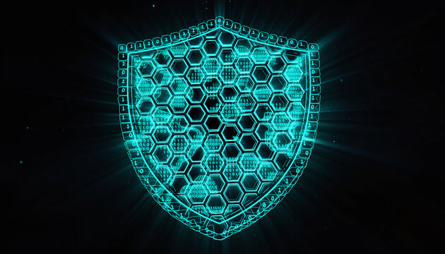 AI Cybersecurity Digital Shield With Neural Network Connections - Powered by Adobe