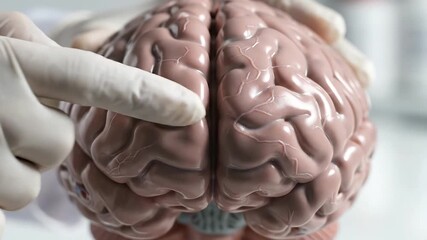 Medical Professional Pointing to a Human Brain Model for Study. - Powered by Adobe