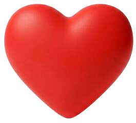 A vibrant, smooth, and plump red heart symbol with a soft, glossy finish on a clean white background.