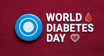 World diabetes day blue circle logo and text world diabetes day with a blood drop and heart symbol symbolizing global health awareness, support, and care for individuals managing diabetes