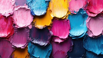 Obraz premium Thick strokes of oil paint create a textured, colorful surface. Use as a background for art, beauty, or creative concepts.