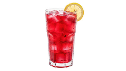Refreshing Red Iced Drink with Lemon Garnish and Salted Rim