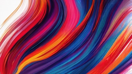 Fototapeta premium Vivid abstract artwork with flowing, colorful brushstrokes and dynamic composition against white background