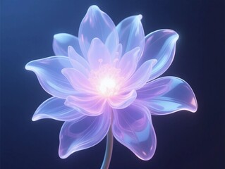 Translucent, abstract petals unfold from a radiant center, as if emotions bloom within consciousness, creating a mesmerizing, ethereal visual experience.