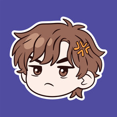 Cute Boy Angry Cartoon Expression Sticker