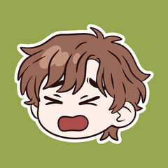 Cute Boy Angry Cartoon Expression Sticker