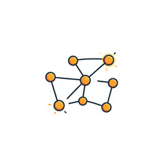Obraz premium Abstract connection network with glowing nodes creating dynamic visualization on a bright surface