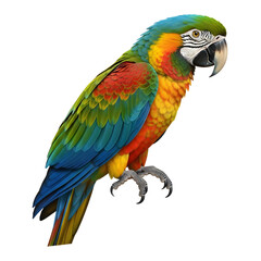 Fototapeta premium Colorful Macaw Parrot Perched Isolated on White Background.