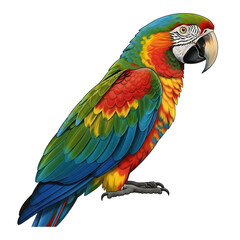 Naklejka premium Colorful Macaw Parrot Standing Tall with Vibrant Plumage.