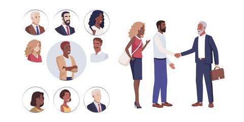 Diverse business team handshake portraits and professionalism in a modern workplace