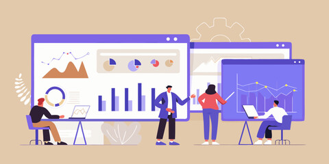 Data analysis presentation team collaboration on business growth and financial strategy
