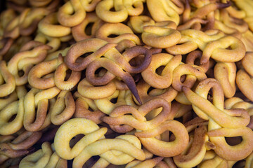 Pile of traditional Portuguese tea biscuits or biscoitos 