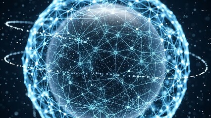 Abstract representation of a connected global network with glowing nodes.