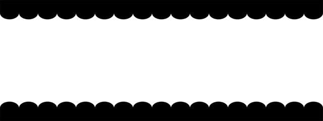 Top and bottom scalloped borders. Banner template with horizontal wavy lines and empty space for text. Vector graphic illustration.