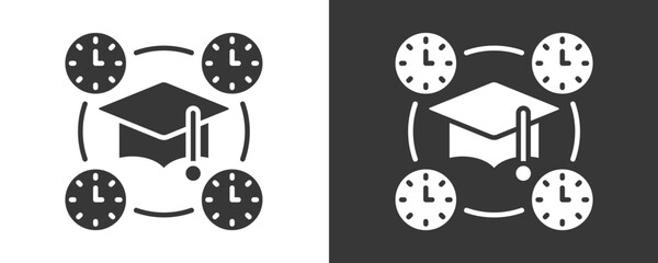 Full Time Icon Set Vector Collection Isolated In Black And White