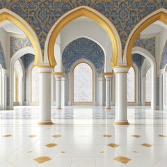 Obraz premium Spacious, ornate hall with arched doorways and detailed patterned walls