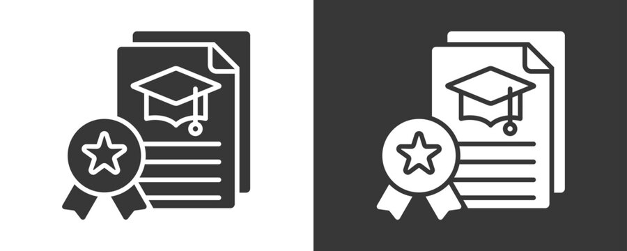 Degree Icon Set Vector Collection Isolated In Black And White