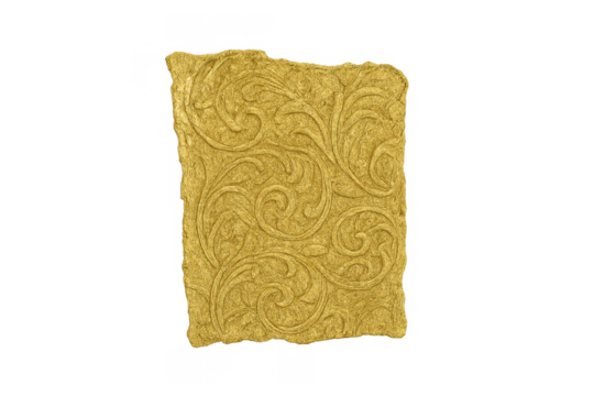 Gold embossed paper fragment with baroque ornament design