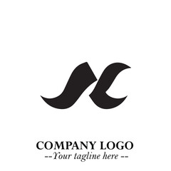 Obraz premium Elegant Black Wave Logo Symbol on a Clean White Background for Modern Minimalist Branding Design Art