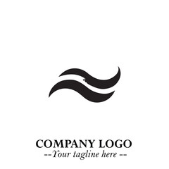 Obraz premium Elegant Black Wave Logo Symbol on a Clean White Background for Modern Minimalist Branding Design Art