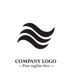 Obraz premium Elegant Black Wave Logo Symbol on a Clean White Background for Modern Minimalist Branding Design Art