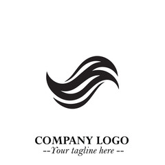 Obraz premium Elegant Black Wave Logo Symbol on a Clean White Background for Modern Minimalist Branding Design Art