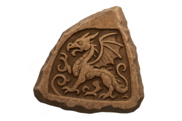 Dragon fantasy creature carving on ancient stone