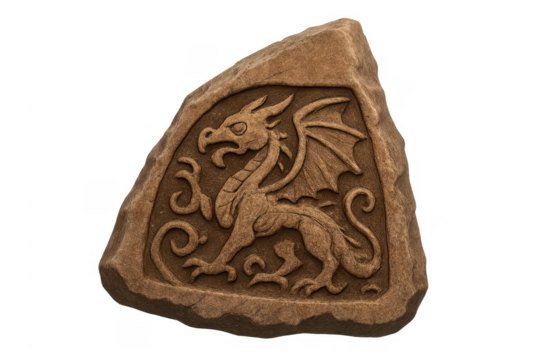 Dragon fantasy creature carving on ancient stone