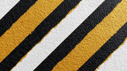 Abstract pattern of caution warning lines, black and yellow diagonal stripes on white