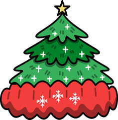 Whimsical Christmas Tree Hat Cartoon