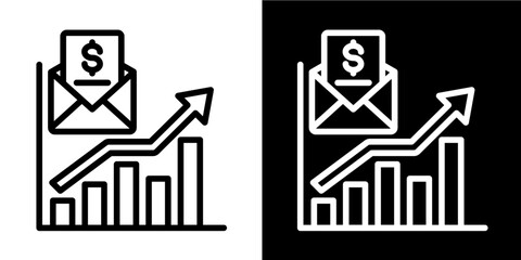 Salary Bar Chart  Icon Set White Style Collection